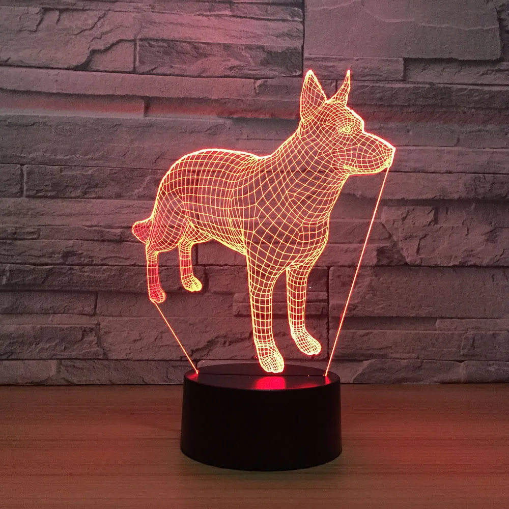 Doberman Pinscher 3D ночные светильники 7 цветов меняющиеся светодиодные новинки Luminaria