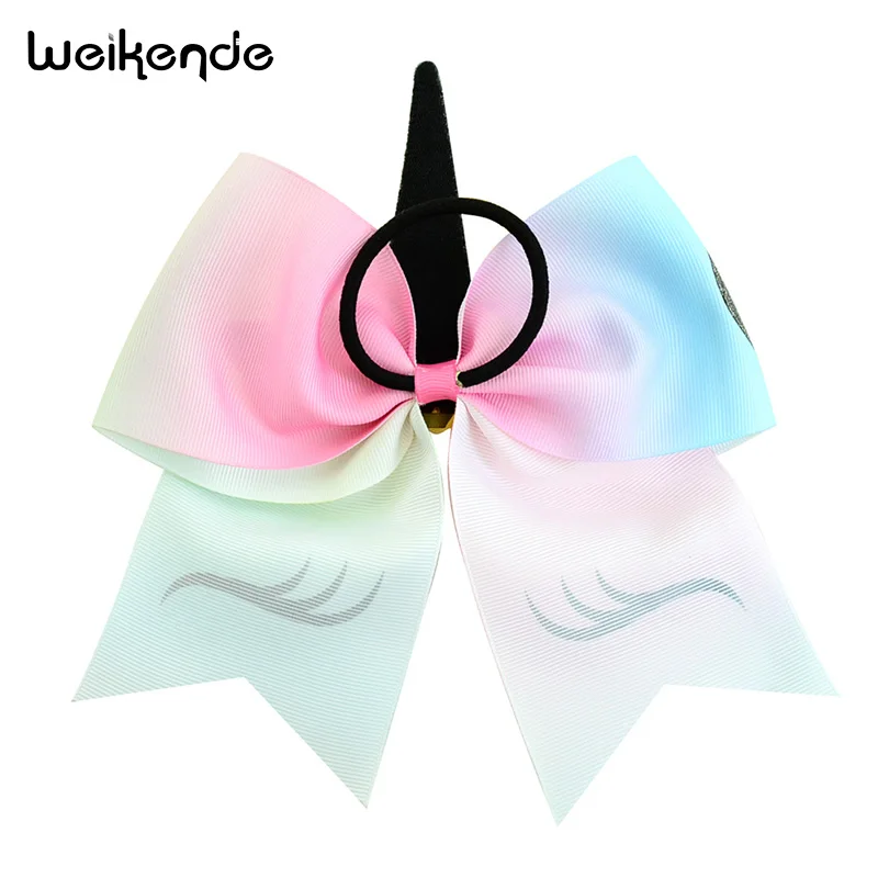 7 Inch Large Hair Bow Children's Unicorn Hairpin Horn Bronze Flip Sequin Tie Handmade DIY Rainbow Bow-knot | Детская одежда и