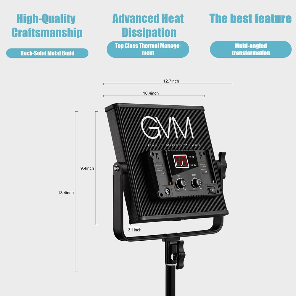 Двухцветная LED панель GVM с регулируемой яркостью и корпусом из алюминиевого