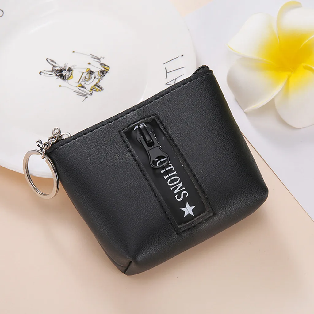 Женский кошелек для девочек кожаный однотонный маленький на молнии держатель