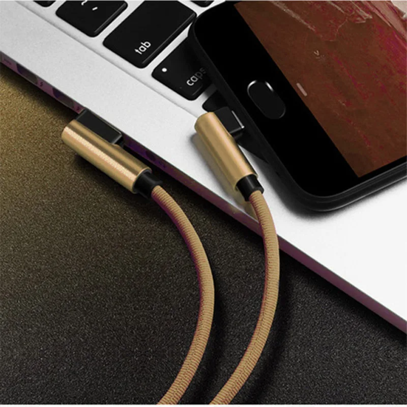 Gold Usb type-C 90 градусов быстрая зарядка USBC для samsung S8 S9 huawei P20 Xiaomi Redmi Note 7 Быстрая зарядка type C кабель для мобильного телефона - Цвет: Gold