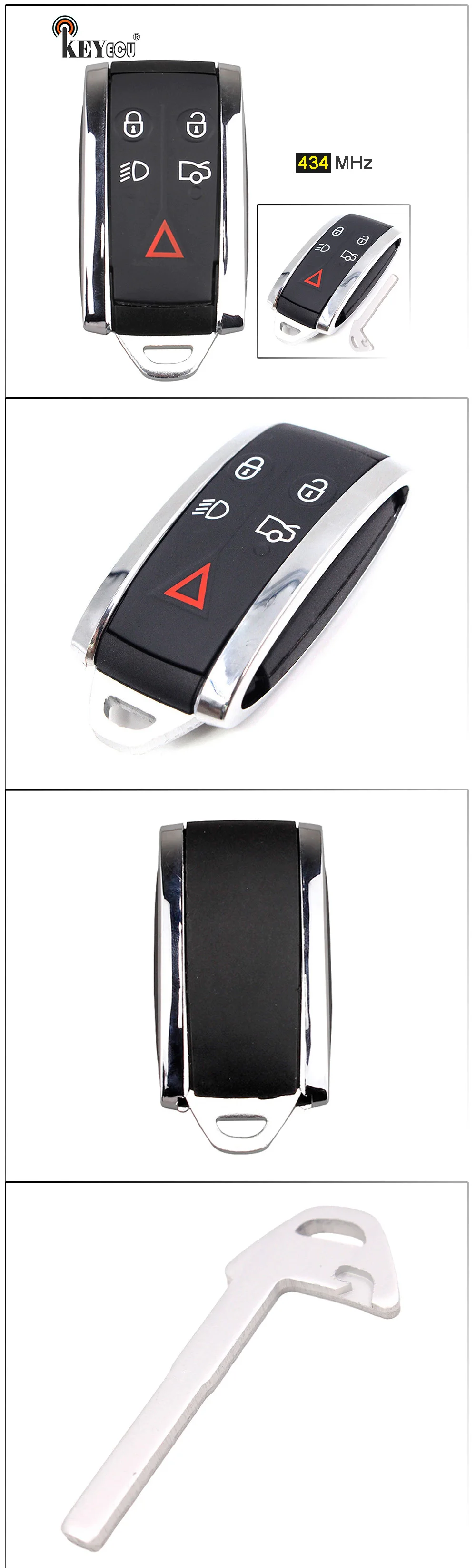 KEYECU 434 МГц KR55WK45694, KR55WK49244, C2P17156 смарт 4+ 1 5 Кнопка умный дистанционный брелок для Jaguar XF XFR XK XKR