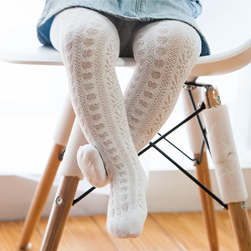 Летние хлопковые трикотажные колготки для маленьких девочек однотонные