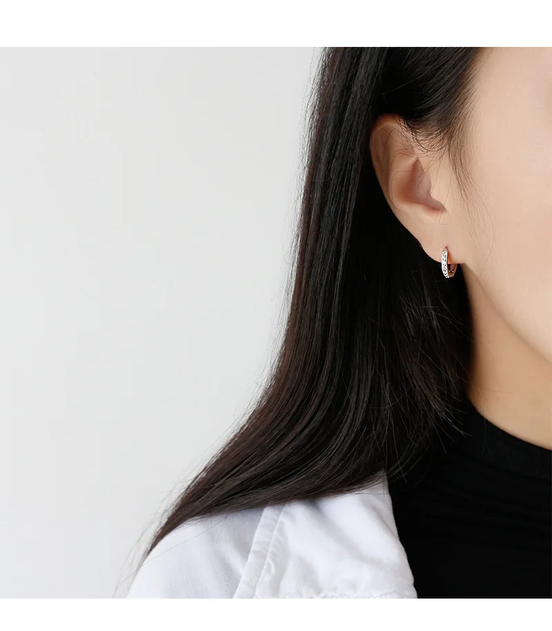Серебро 925 пробы маленькие серьги-кольца для женщин букле d'oreille femme, белый черный Кристальные серьги ювелирные изделия orecchini