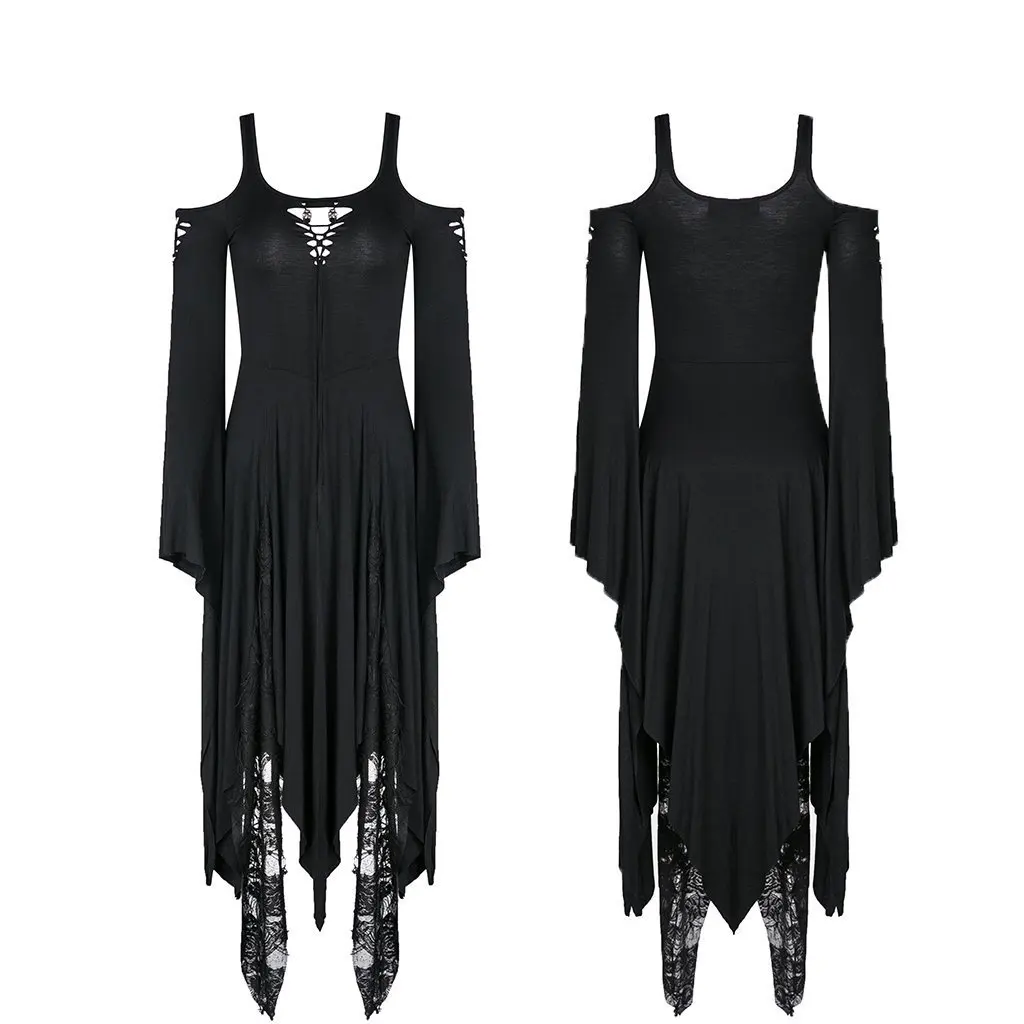 Darkinlove Для женщин Гот слоистых Flare рукавом Strappy Maxi Dress DW185|Женские платья| |