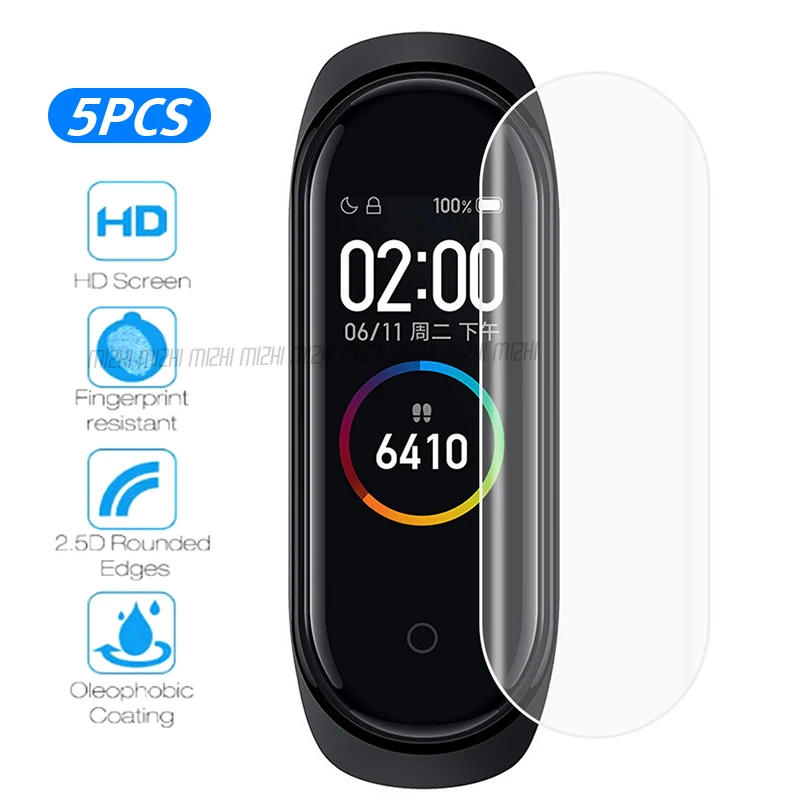 5 шт. защитная пленка на весь экран для смарт браслета Xiaomi Mi Band 4|Смарт-аксессуары| |