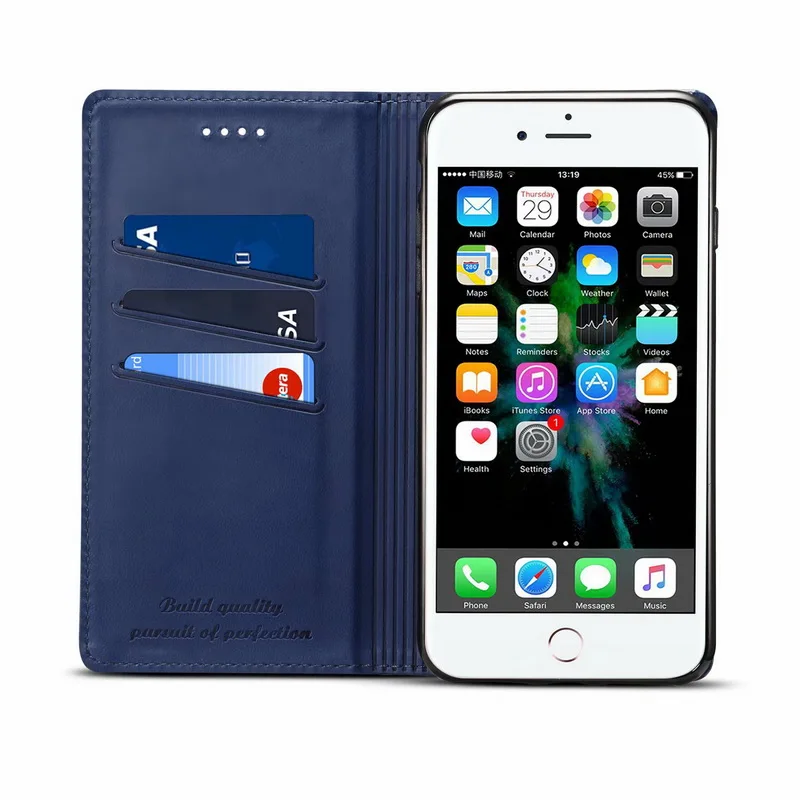 Magnet Flip Genuine Leather Mobile Phone Case For iphone7 8 Plus X XS Max XR Slim Card Slot Protecitve Cover