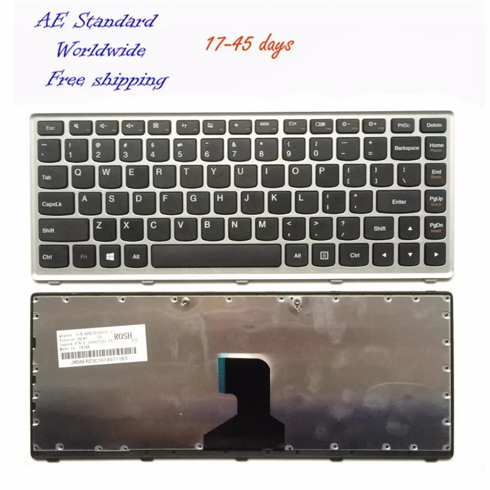 США серебро английский клавиатуры ноутбука для Lenovo Z400 z400a p400 Z410 z400t z400p