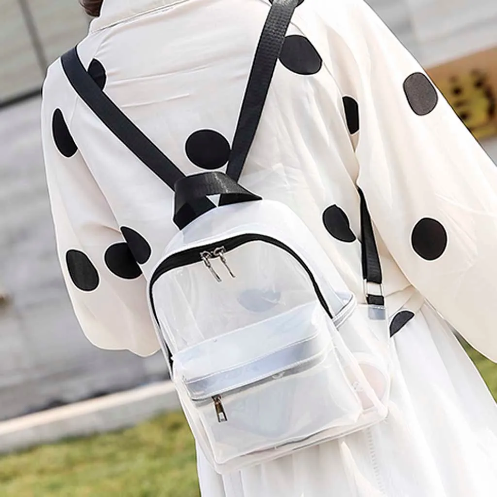 Прозрачный женский рюкзак водонепроницаемый для книг студентов колледжа