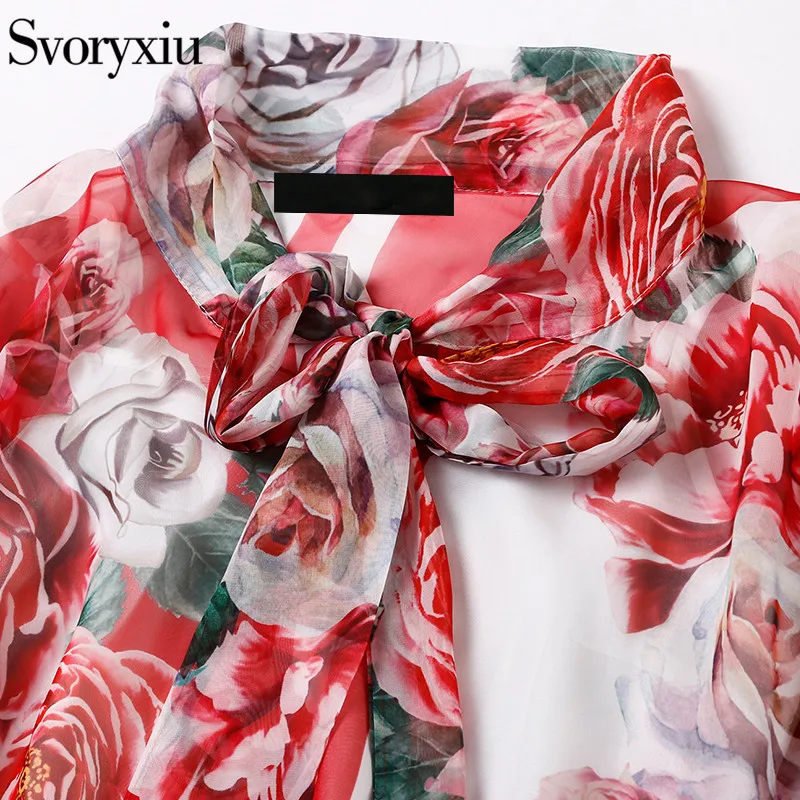 

Svoryxiu 2019 Runway Custom Summer Maxi Long Dress Women's Batwing Sleeve Rose Floral Print Loose Long Robe Female Vestidos