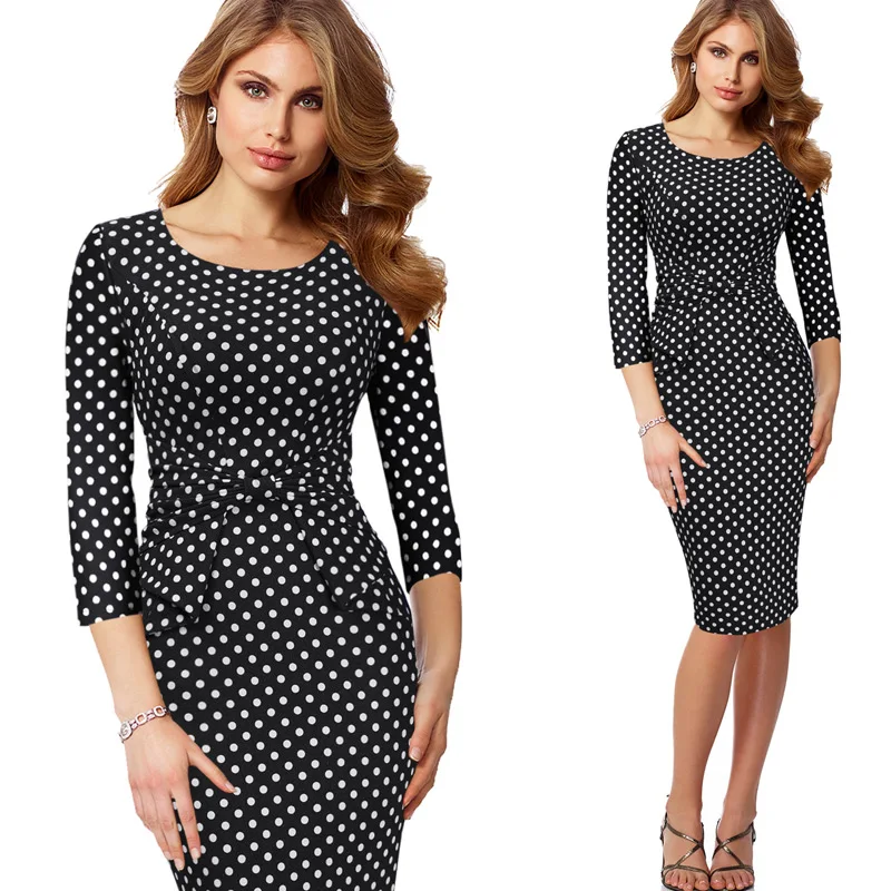 Vfemage Винтаж одноцветное цвет печати рюшами Лук носить на работу молнии vestidos Bodycon Офис Вечерние Партии Женское облегающее платье 361