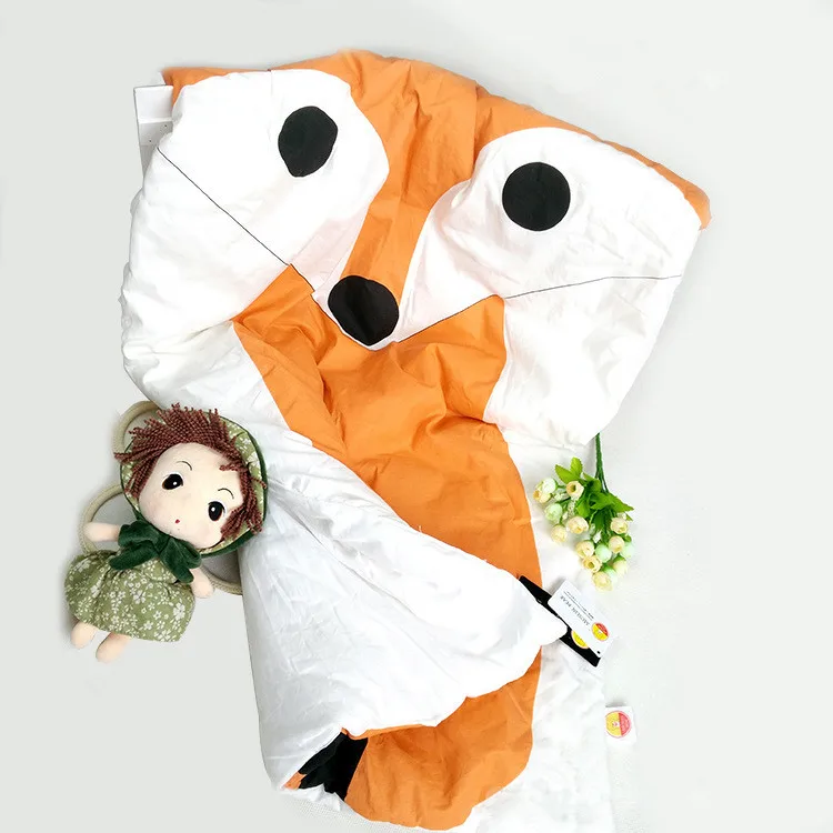 Летнее Детское мягкое стеганое одеяло хлопковое с рисунком кота и лисы моющееся