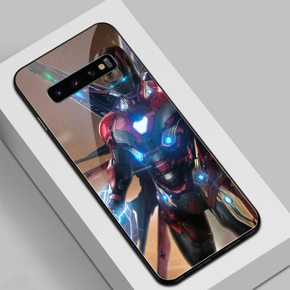 For samsung s10 plus case Glass back cover Marvel ironman for Samsung Galaxy S8 S9 S10 S20 Note 8 9 10 S10e ultra |
