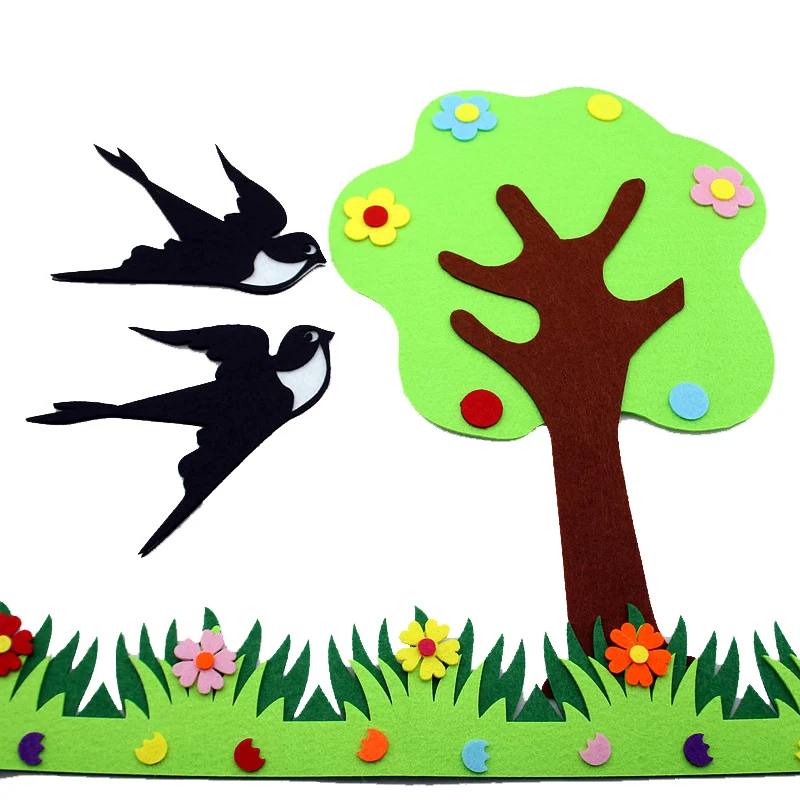 Новый дизайн цветок большое дерево нетканое полотно валяние свободная резка