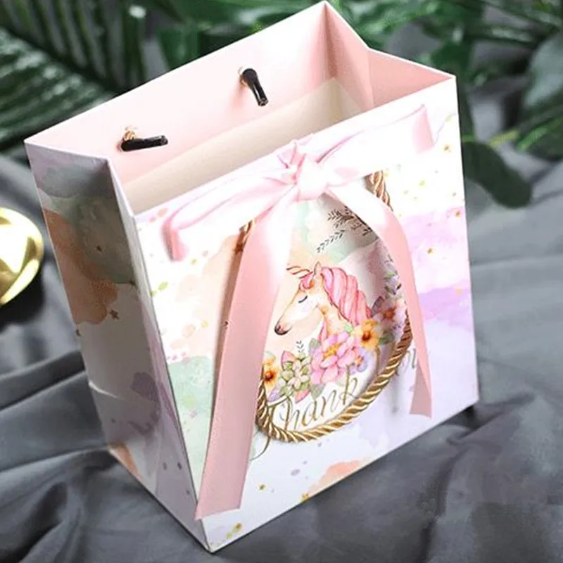 Единорог ручная роспись свежая Подарочная коробка сумка Подарочный пакет