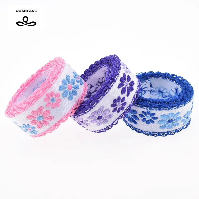 20 мм Одиночная лицевая Grosgrain &amp атласная вышитая кружевная лента/оберточная