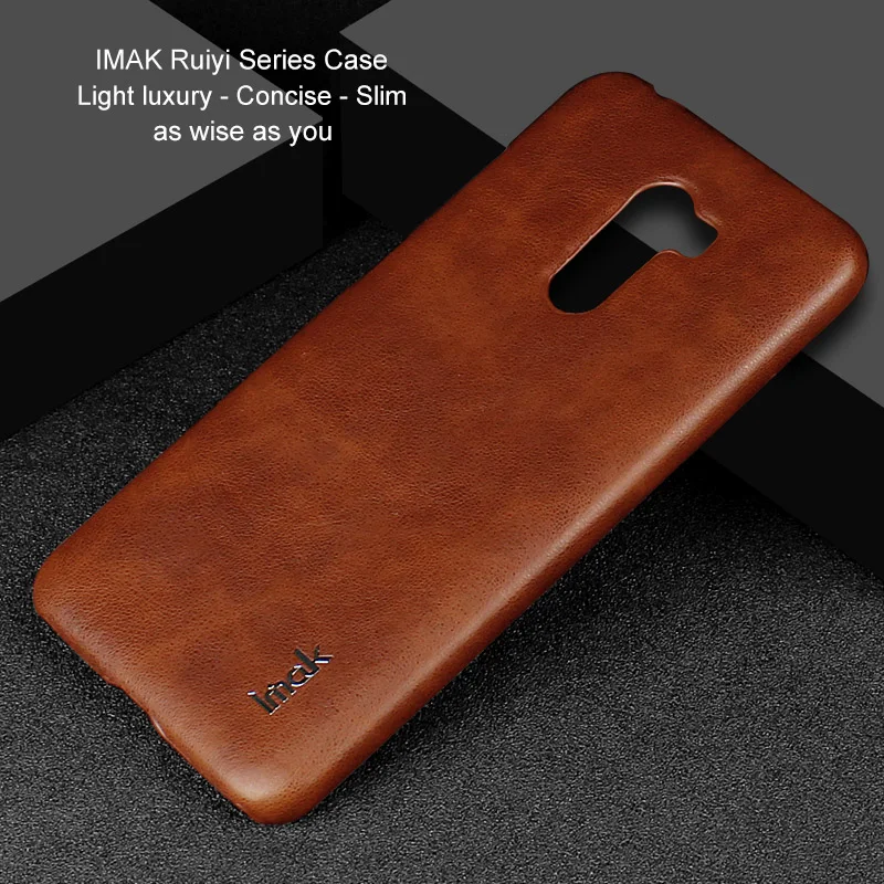 Для Xiaomi Pocophone F1 чехол IMAK Винтажный чехол из искусственной кожи PC жесткий чехол для Xiaomi Pocophone F1 6,18'' - Цвет: Коричневый