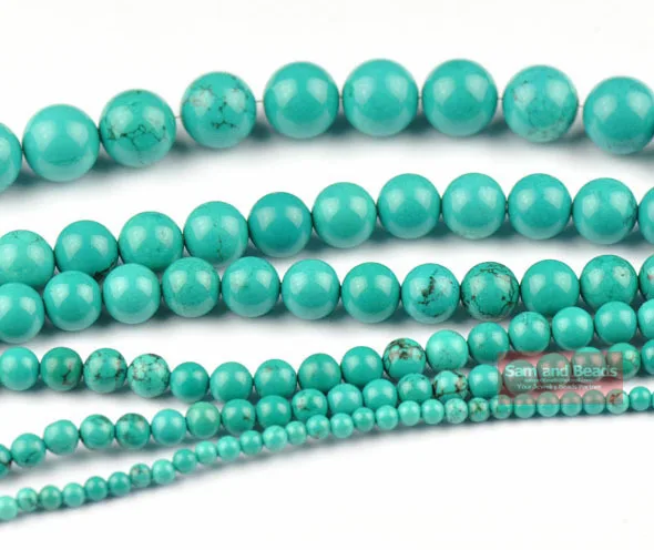 Бесплатная доставка синие Бусины Turquesa из натурального камня 6/8/10/12/14 мм выберите
