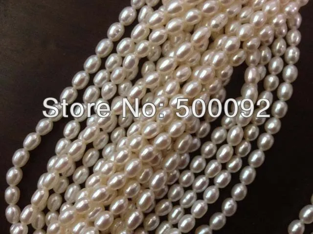 

AA++ wholesale 5 strands 4mm rice freshwater pearl strands