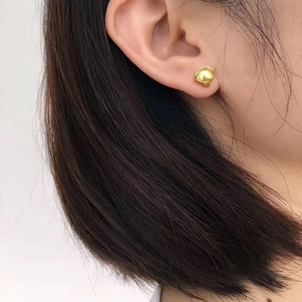 Triangle pearl stud earrings real pearls &amp 18K gold earring SE004 women fashion wedding jewelry gift | Украшения и аксессуары