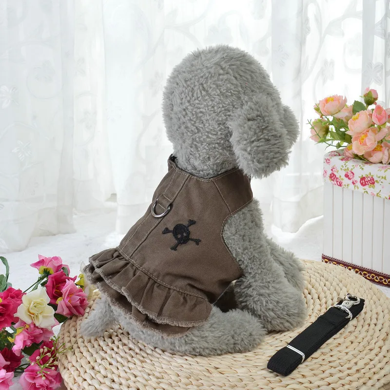 Джинсовое платье с бахромой и черепом для собак|dog harness|jeans harnessharness dog |