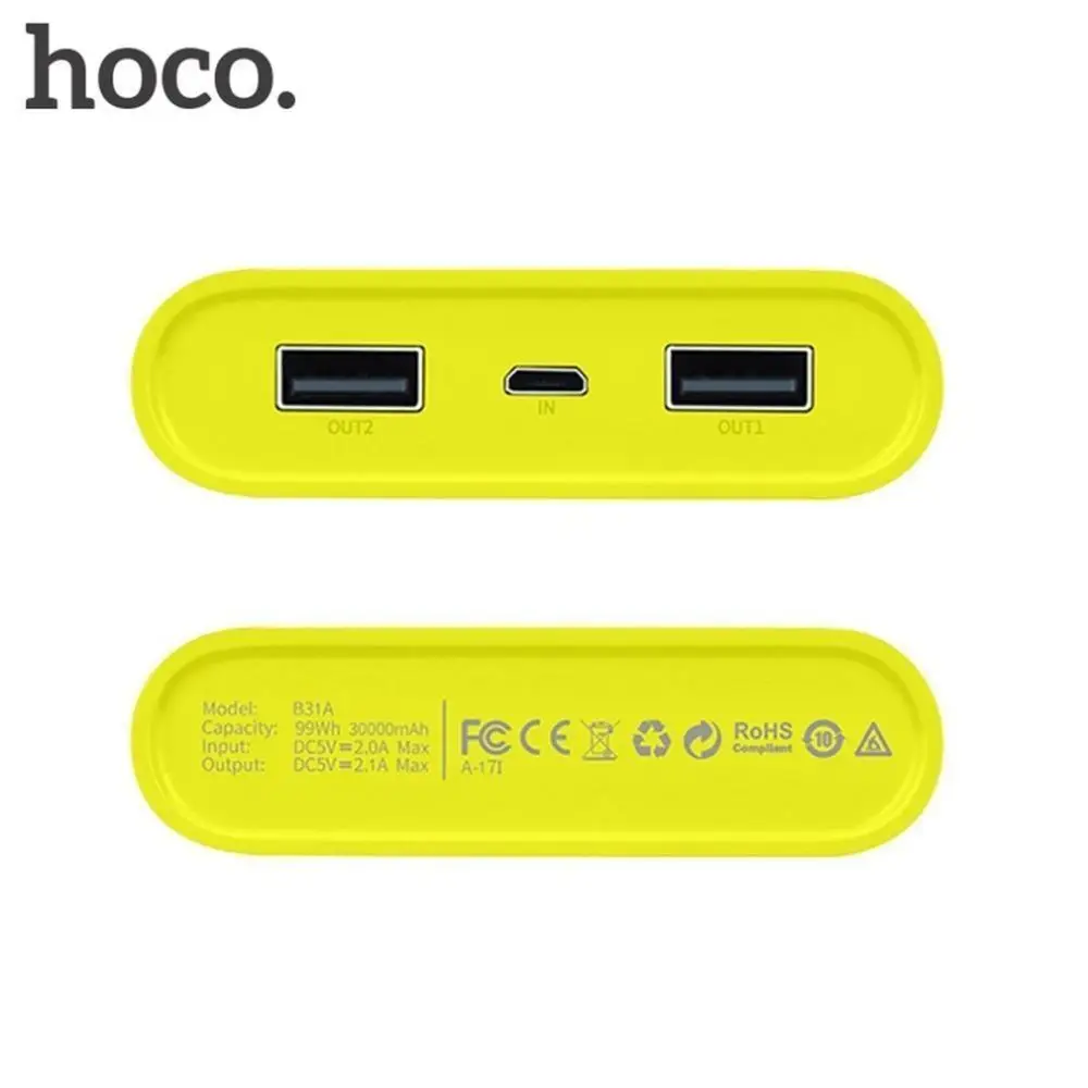 HOCO power Bank 30000 мАч Внешний аккумулятор для быстрой зарядки портативное зарядное устройство для Xiaomi Mi iPhone samsung Galaxy