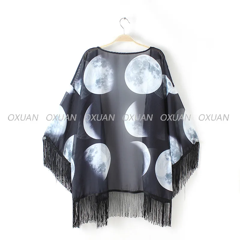 Женские шифоновые топы с кисточками шаль кимоно кардиган Blusa Feminina Повседневная