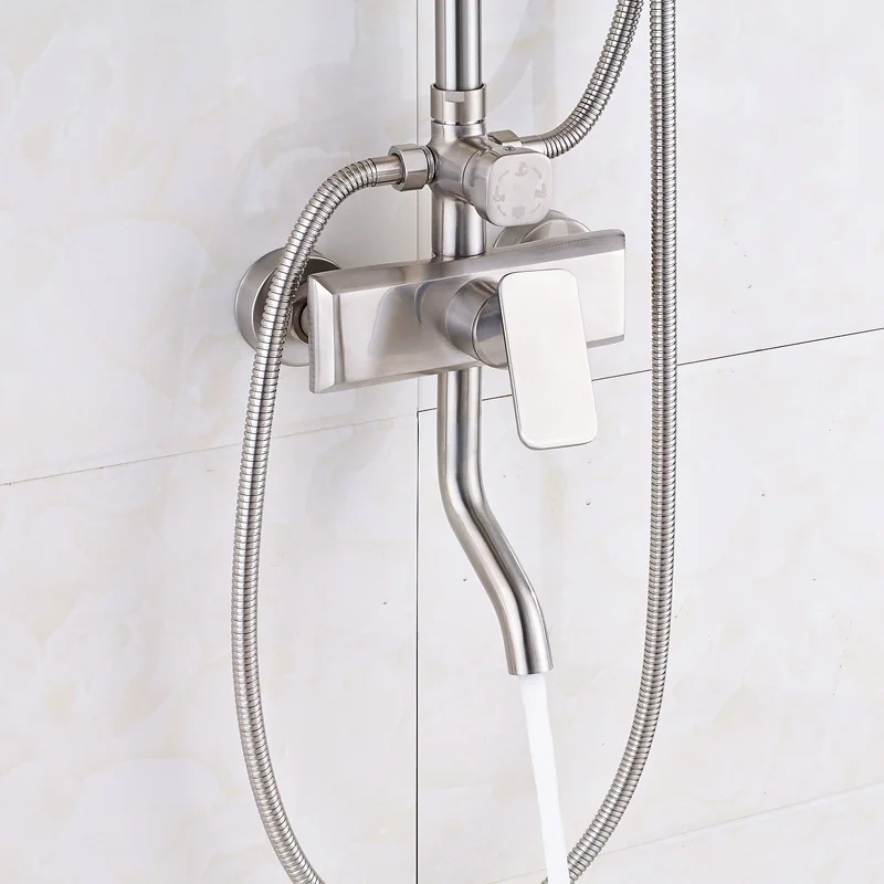 Набор для душа из матового никеля с дожсветильник кой настенный смеситель ванны