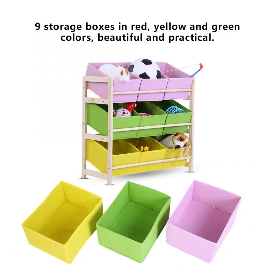 3 Круглый Ланч-бокс для малышей и детей постарше игрушка деревянная полка Стеллаж для хранения Организатор+ 9 Ткань Коробки Чехлы Ванная комната организатор