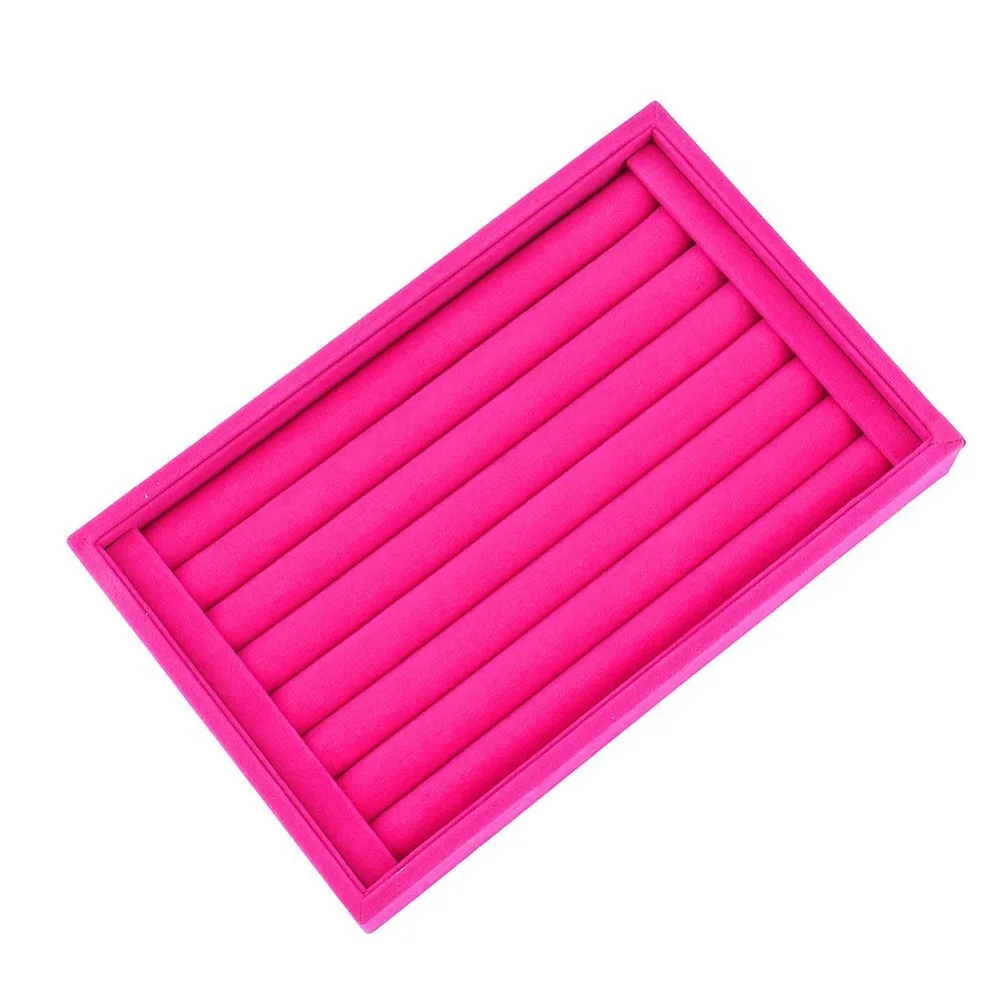 Бархатная шкатулка для ювелирных украшений ярко-розовый лоток хранения запонок