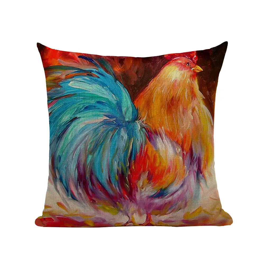Красочные подушки-петухи с масляным рисунком наволочки для подушек модный