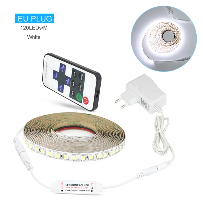 600led White EU SMD 4040 светодиодный светильник с беспроводным РЧ пультом дистанционного управления с регулируемой яркостью 5 м гибкий светодиодный светильник для кухонного шкафа s 110-240 В адаптер питания - Испускаемый цвет: 600led White EU