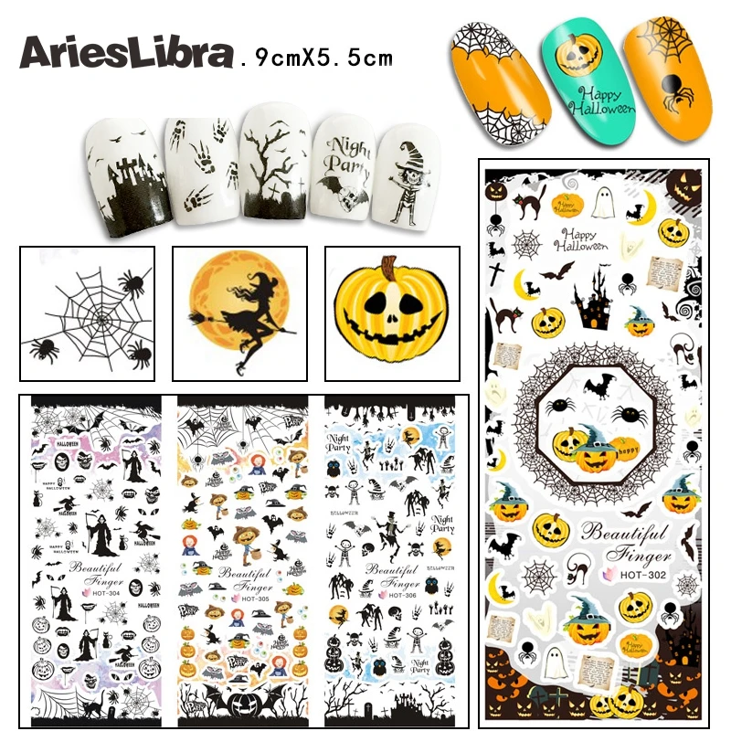 Наклейка AriesLibra на Хэллоуин дизайн ногтей переводная наклейка ногти аксессуары