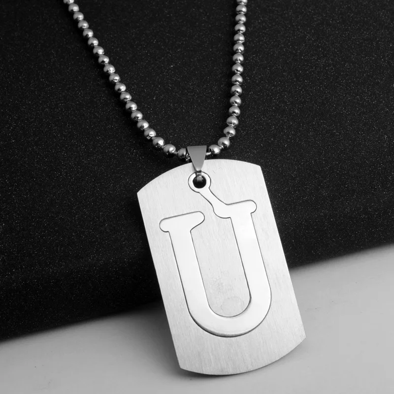 

RONGQING 10pcs/lot wholesale U to Z letter necklaces pendants 316l stainless steel necklace For Women Men Jewelry 2018