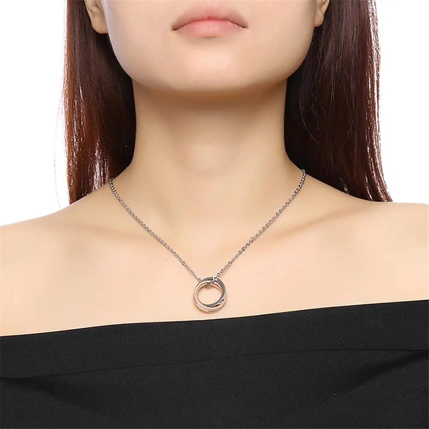 1 Pair Titanium Stainless Steel Eternal Love Circles Pendant Necklace For Him BF Her Gf Great Gifts | Украшения и аксессуары