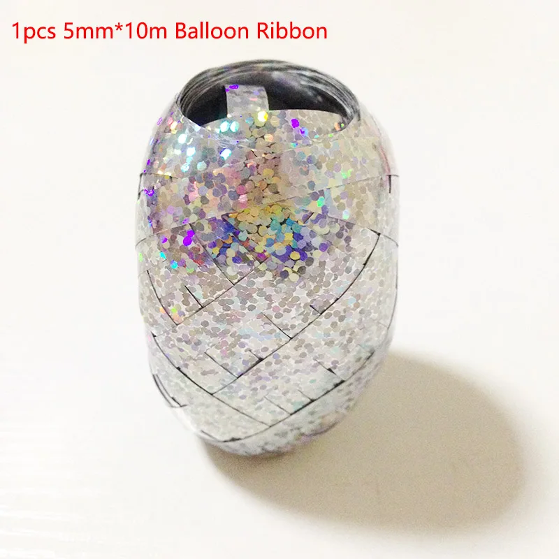 1pcs Silver Ribbon 10 шт./лот, смешанные воздушные шары с конфетти цвета розовое золото, украшение для дня рождения, для детей, взрослых, металлический шар, Гелиевый шар, свадебные, вечерние, Декор - Цвет: 1pcs Silver Ribbon