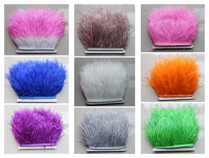 Красочные страусиное перо отделкой из страусиных перьев Отделка бахрома