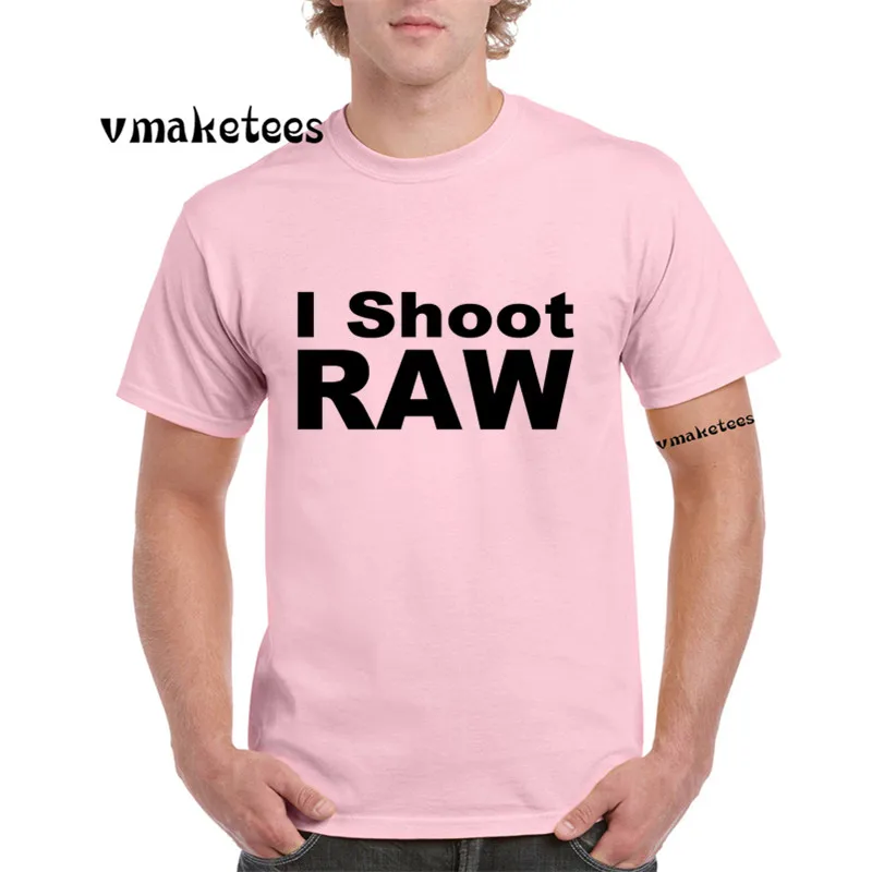 Мужская футболка с принтом I Shoot Raw забавная коротким рукавом летняя повседневная
