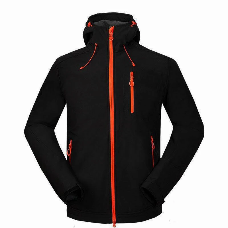 Открытый ветровки, куртки Для мужчин Softshell флис женский Водонепроницаемый Пеший Туризм походы куртки Туризм Куртка - Цвет: Black
