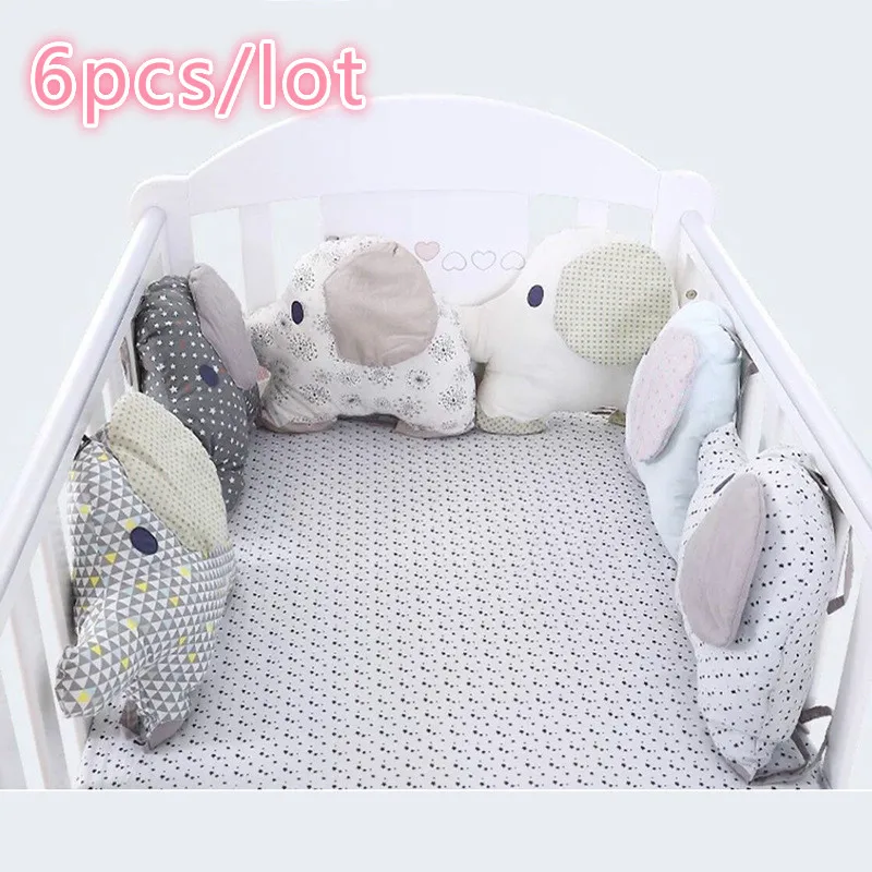 6pcs together Детская кровать детская кроватка с амортизатором кроватка слон бампер детская кровать протектор кроватки бампер новорожденных кровать для малыша постельные принадлежности набор детские бортики для кроватки Декор - Цвет: 6pcs together