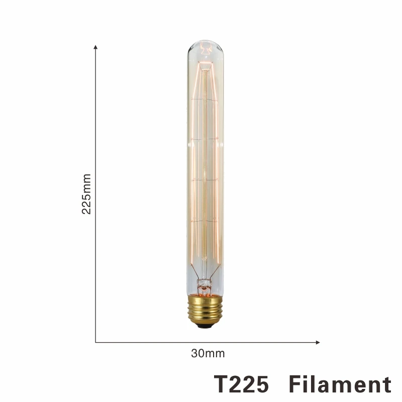 T225 FilamentE27 40W LARZI Ретро Винтаж светодиодный спираль лампа накаливания светильник лампочка 2200K 4W 40W 220V затемнения Эдисон лампы C35 T10 T45 A19 A60 ST64 G80 G95 G125 - Цвет: T225 FilamentE27 40W