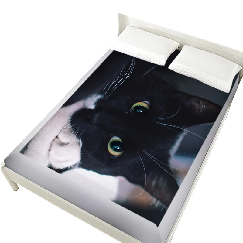 Pet-14 3D простыни на резинке, 160x200 простыни, наматрасник для кровати. Простыня, постельное белье с животными Оранжевый кот постельные принадлежности для детей - Цвет: Pet-14