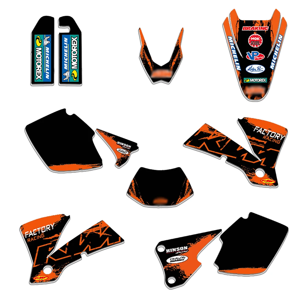 Командная графика и фоны наклейки для KTM EXC 125 200 250 300 400 450 525 2003