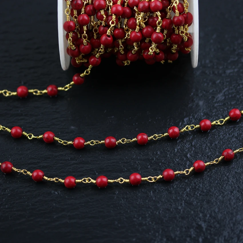 6 мм круглые красные бирюзовые цепочки Howlite украшения Покрытые Серебряной