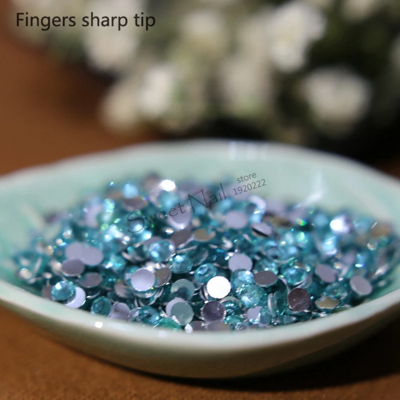 

5000 pcs SS6 Water Blue 14 Facets Resin Round Rhinestone Sparkling Rhinestones Nail Art Decoration DIY N08