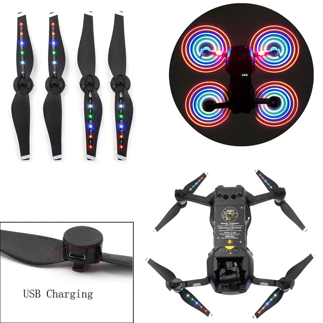 1/2 пары Mavic Air Аксессуары LED Flash Propeller ночные летающие лезвия для DJI Drone mavic air led propeller