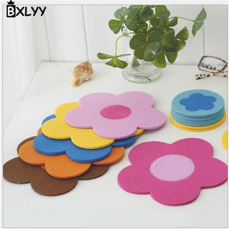 

BXLYY new 3pc Creative Home Felt Sun Flower Placemat Coaster Fashion Insulation Pad Wedding Favors and Gifts Unicorn Party.8Z