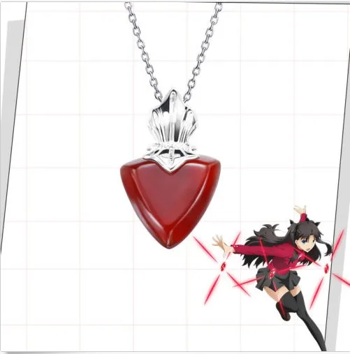 Fate/Stay Night Тосака Rin красного сердца 925 пробы серебряная подвеска Цепочки и