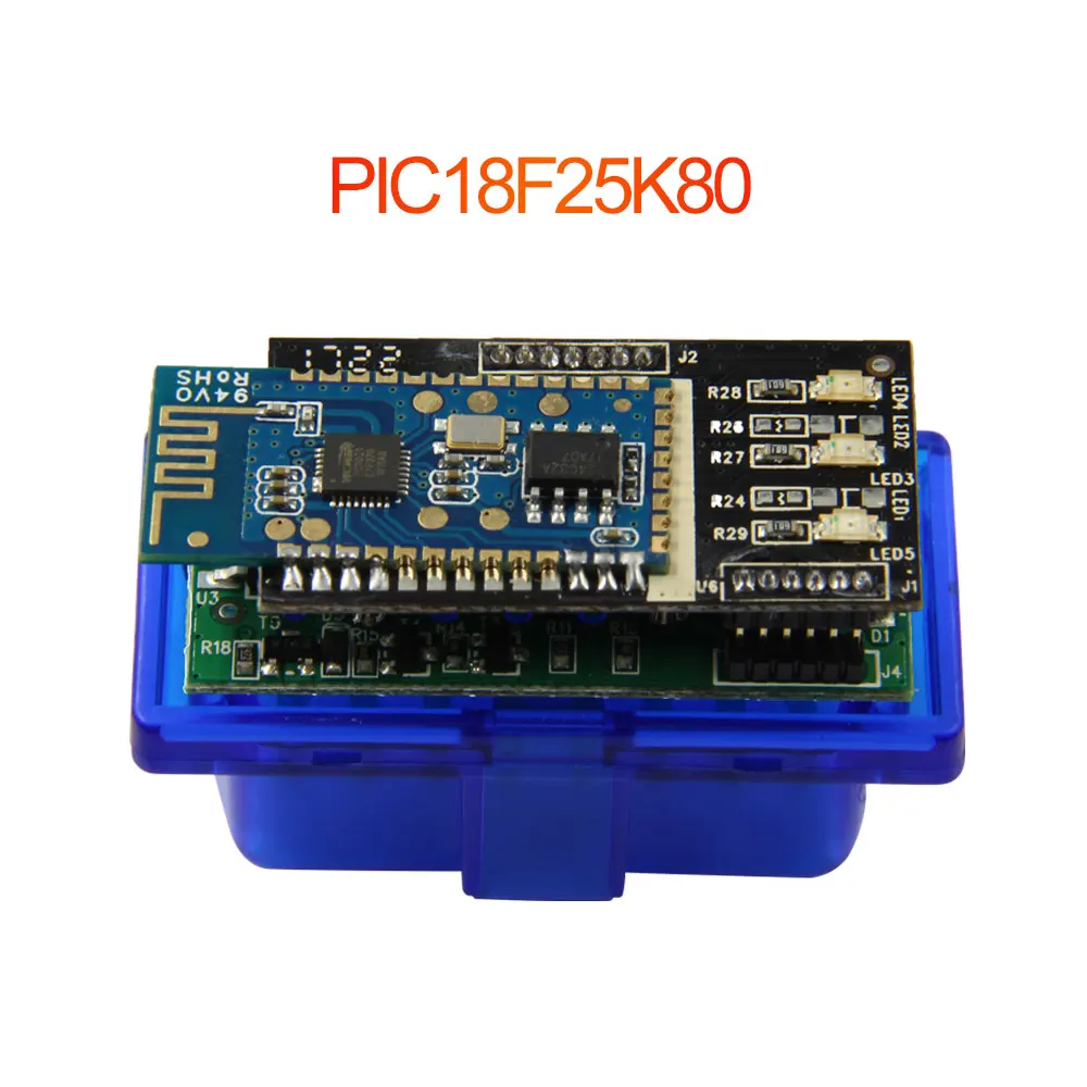 Double PCB-Blue OBD2 Мини ELM327 Bluetooth диагностический инструмент с чипом PIC25K80 elm 327 V1.5 считыватель кодов для диагностики автомобиля новейшее сканирование - Цвет: Double PCB-Blue