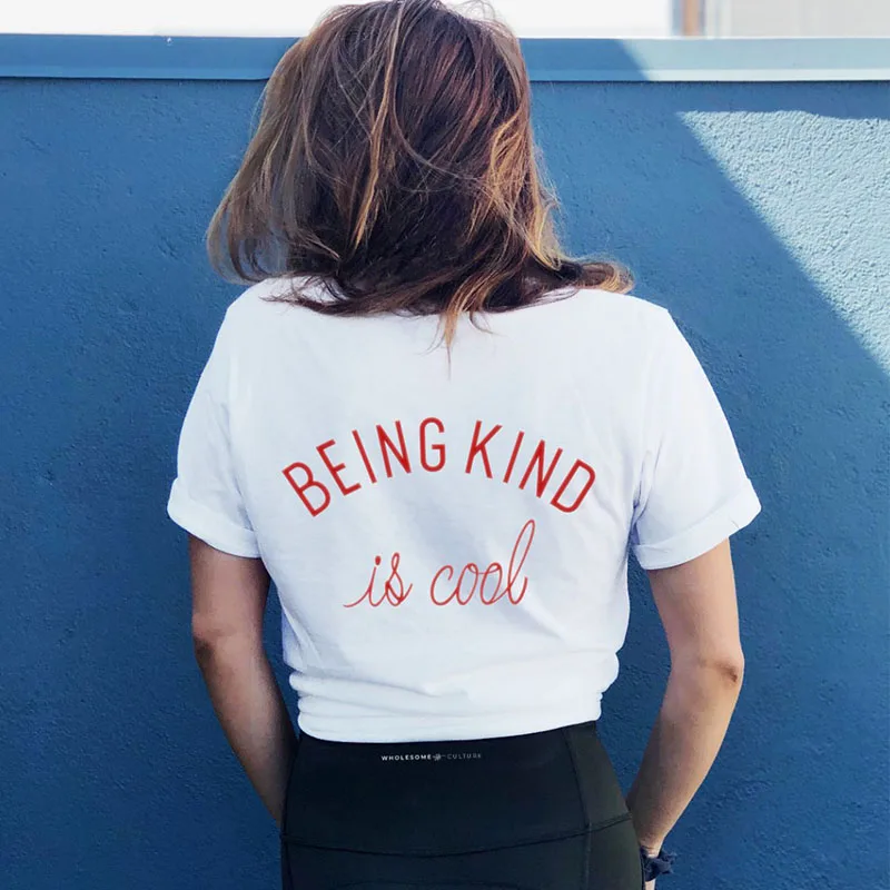 

Summer Being Kind is Cool Slogan Graphic T-Shirt Stylish Casual Bee Kind Grunge Tee Cotton Kind Vintage Camisetas Girl Top shirt